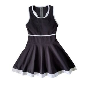 Nicole Miller Sport Dress Built In Bra Raceback Tennis Preppy Black White Size S